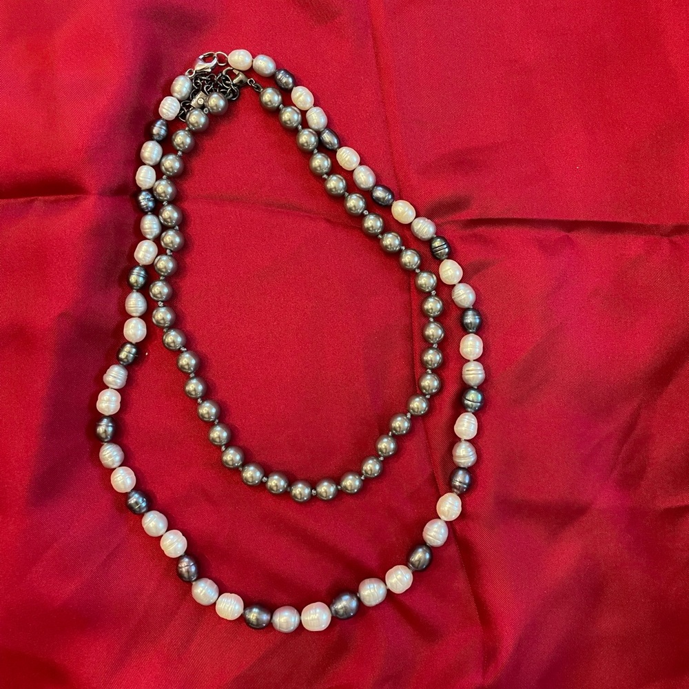 Faux mother of pearl layering necklaces